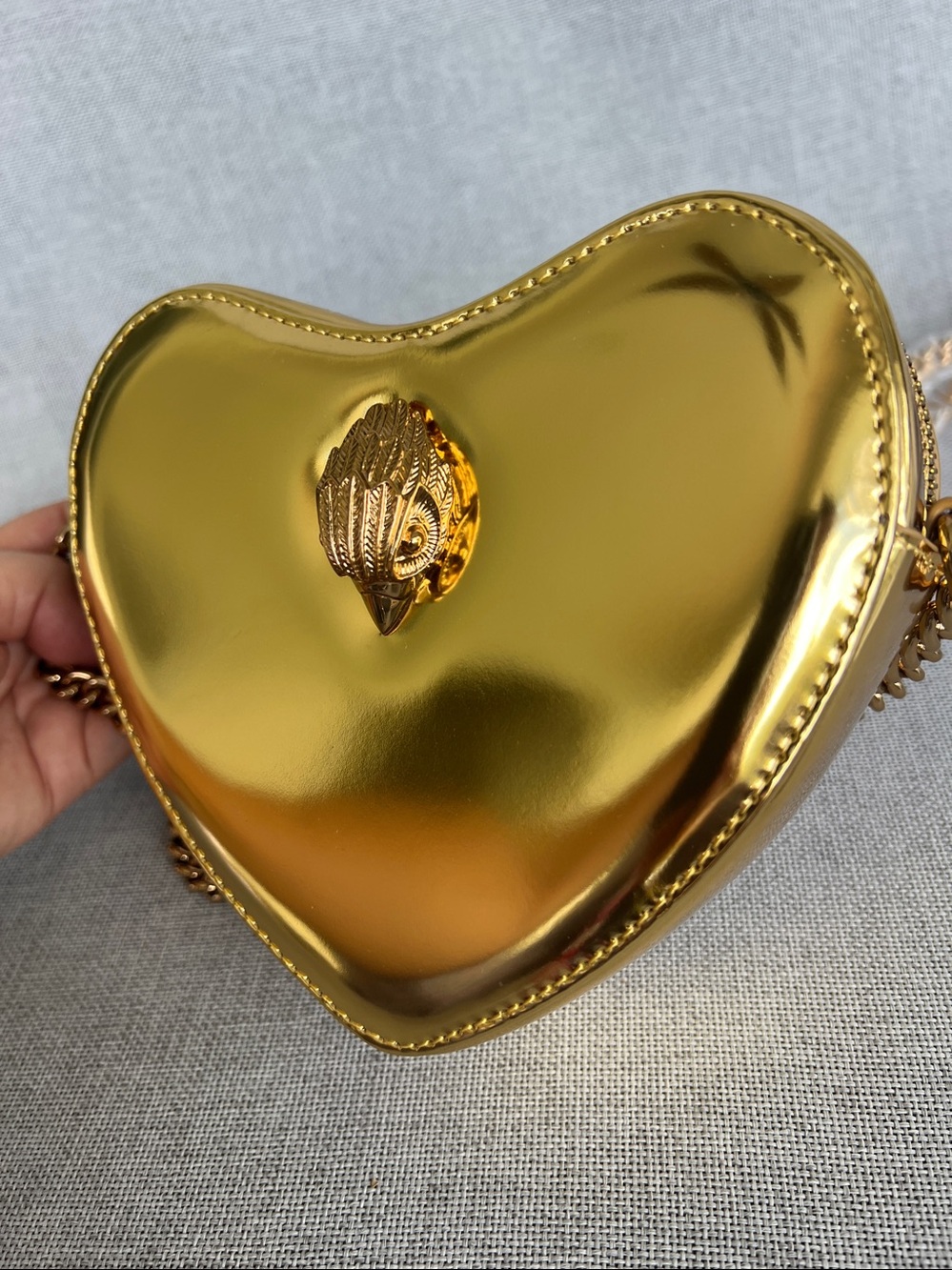 Patent Gold Heart Shaped eagle head crossbody bag NWT